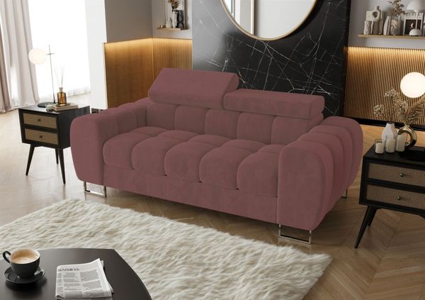 Sofa Designersofa BASTIEN 2-Sitzer in Stoff Terra Dunkelrosa