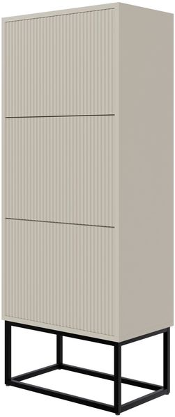 Selsey 'Veldio' Schuhschrank mit 3 Klappen, greige mit schwarzem Metallgestell, ca. 125 x 50 x 30 cm
