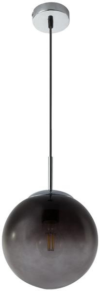 RGB LED Hängeleuchte, Glaskugel, rauch, H 120 cm