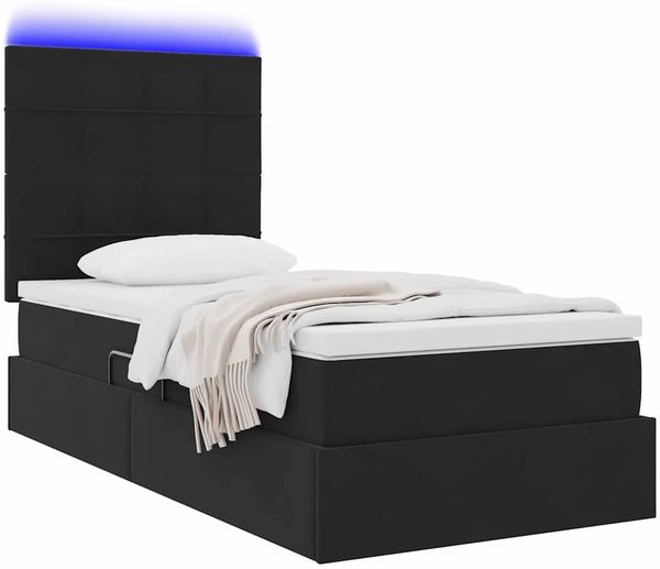 vidaXL LED-Speicherbett mit Matratze Schwarz 90 x 190 cm Samt 3372635 Bild 3