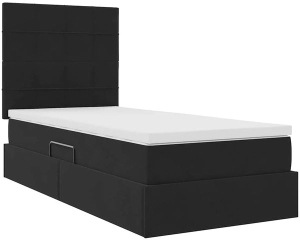 vidaXL LED-Speicherbett mit Matratze Schwarz 90 x 190 cm Samt 3372635 Bild 6