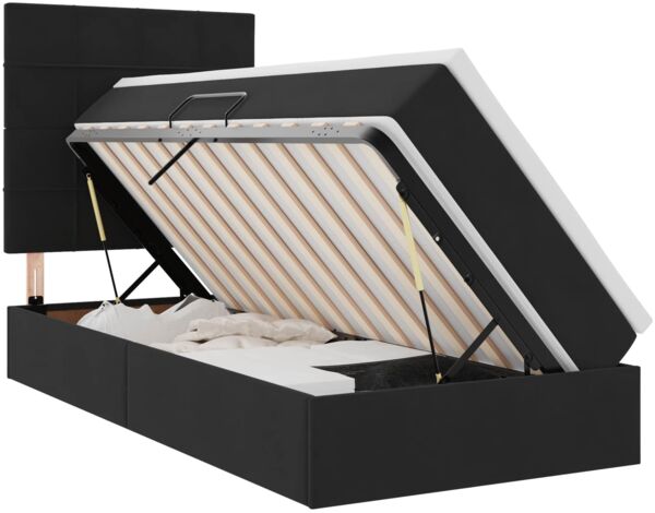vidaXL LED-Speicherbett mit Matratze Schwarz 90 x 190 cm Samt 3372635 Bild 2