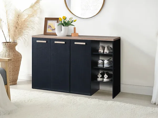 Vente-unique Ordnungshelfer SKAIDO Holz, Schwarz/Beige, 30x80x120 cm
