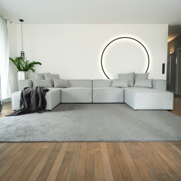HOME DELUXE Modulares Sofa VERONA XXL - 414 x 207 cm Hellgrau