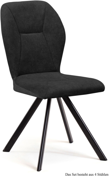 Esszimmerstuhl drehbar (4er-Set) Diana 51x92x60 Schwarz/Anthrazit