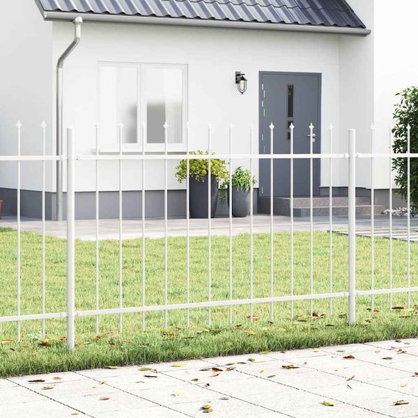 vidaXL Gartenzaun 4 pcs Weiß 6,8 x 1,2 m Pulverbeschichteter Stahl 3334081