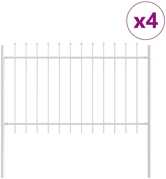 vidaXL Gartenzaun 4 pcs Weiß 6,8 x 1,2 m Pulverbeschichteter Stahl 3334081 Bild 2