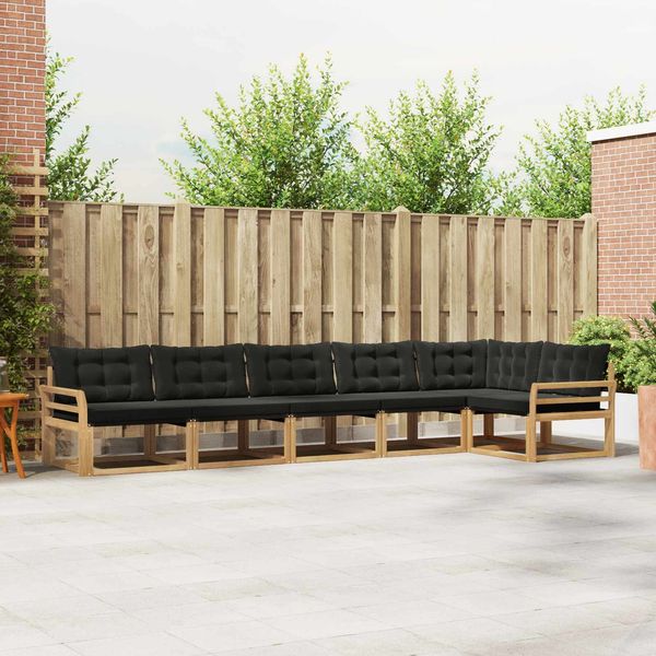 vidaXL Outdoor-Sofagarnitur mit Kissen 6 pcs Weiß und Schwarz 3388734