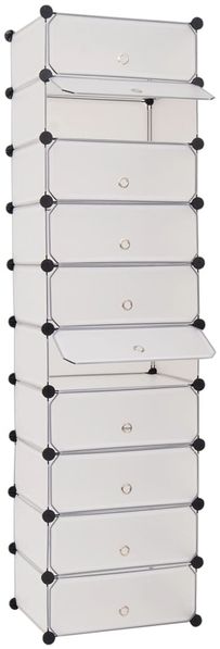 vidaXL Schuh-Organizer Zusammenklappbar mit 10 Fächern Weiß 244919