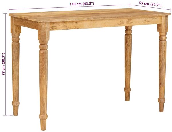 vidaXL Couchtisch Braun 110 x 55 x 77 cm Massivholz Mango 4104586 Bild 10