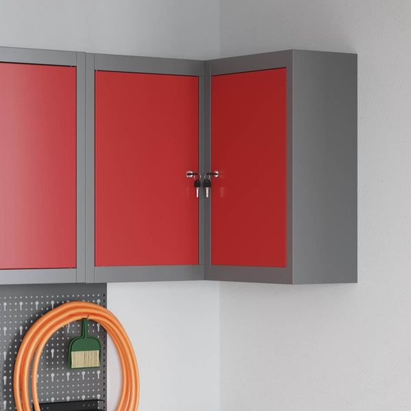 vidaXL Werkzeugschrank mit Regal Rot und Grau 55 x 55 x 55 cm 4103468