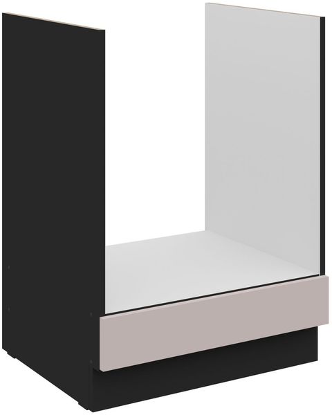 Küchen Herdunterschrank 60 cm Küche ARONA Kaschmir beige matt + Schwarz matt Küchenzeile Küchenblock Küche Einbauküche