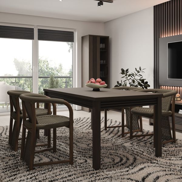 Forte EUFEMIUS Esstisch 160, moderner Esstisch ausziehbar, Dunkelbraun|Schwarz Eiche Holzdekor, 160,4 cm (207 cm) breit x 76,6 cm hoch x 90 cm tief