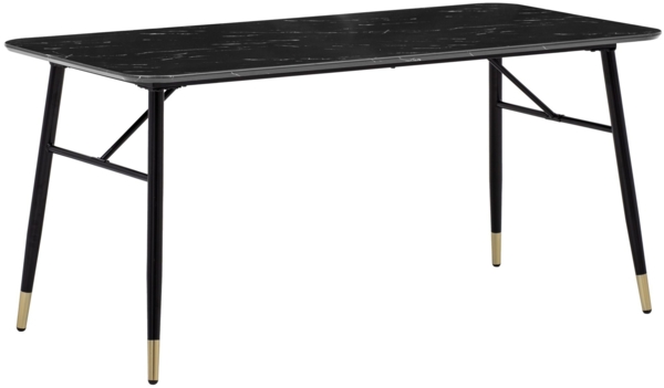 Esszimmertisch 180 x 90 x 76 cm Esstisch Schwarz in Marmor-Optik Modern, Küchentisch Groß, Speisetisch Rechteckig, Tisch Esszimmer mit Metallbeinen