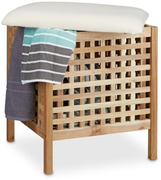 Badhocker Walnuss mit Wäschesammler 10020156