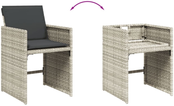 vidaXL 15-tlg. Garten-Essgruppe mit Kissen Hellgrau Poly Rattan 3211175 Bild 6