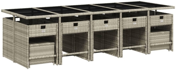 vidaXL 15-tlg. Garten-Essgruppe mit Kissen Hellgrau Poly Rattan 3211175 Bild 2