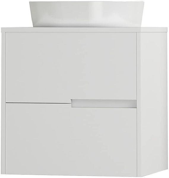 Baikal Gavin 280034831 Badezimmerschrank, 2 Schubladen, zum Aufhängen an der Wand, inklusive Keramikwaschbecken auf Arbeitsplatte, Verschiedene Ausführungen und Größen, montiert, ohne Spiegel, 60 cm,