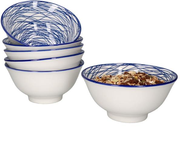 6er Set Rabisco Bowl-Schalen 500ml blau-weiß Müsli Salat Dessert Schüssel