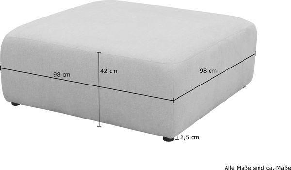DOMO. collection Polsterhocker 800013, Hocker, quadratisch, Modul-Element, Fußhocker, Polsterganitur, 108 x 108 x 42 (BxTxH), grau Bild 4