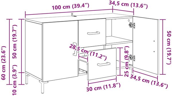 vidaXL Sideboard Artisan-Eiche 100 x 36 x 60 cm Holzwerkstoff 882479 Bild 12