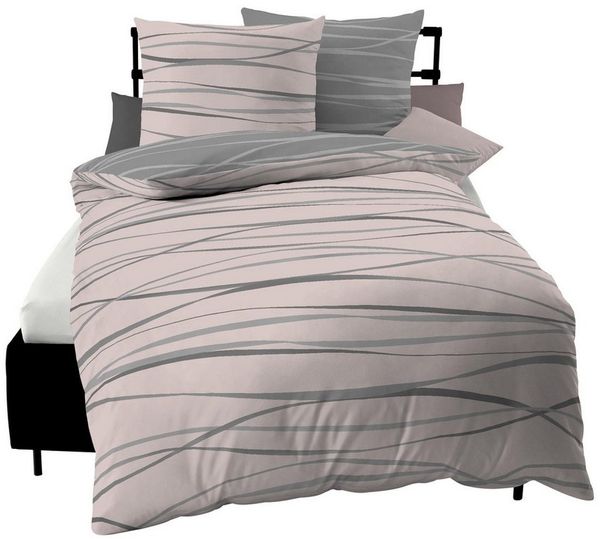 Kaeppel Wendebettwäsche MOTION 100% gekämmte Baumwolle, Mako-Satin, 2 teilig, mit feinen Wellenlinien, Markenreißverschluss, Wendeoptik Bild 5
