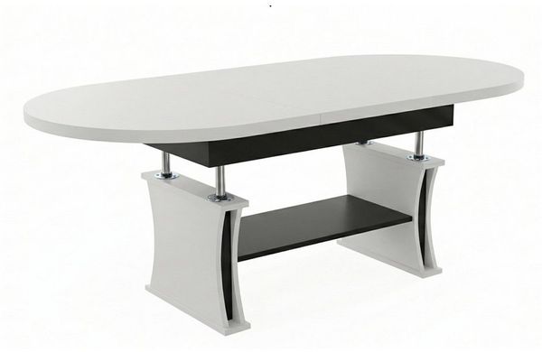 designimpex Couchtisch DA-130 oval ausziehbar höhenverstellbar mit Ablage Wohnzimmer Tisch, Funktionstisch, Wohnzimmertisch, Tisch, Esstisch, Sofatisch, Rollen