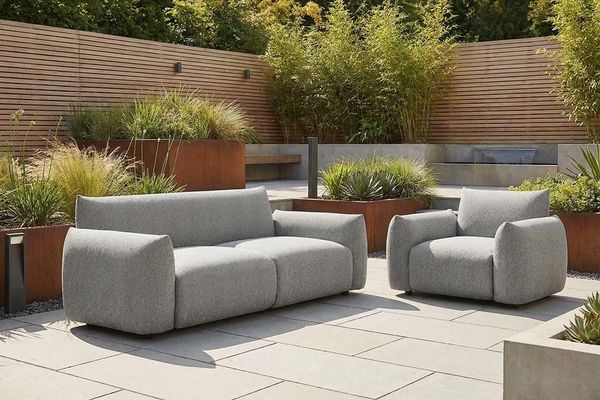 riess-ambiente Loungesofa SEAHAWK 205cm anthrazit - Outdoor-Stoff, Aluminium, Olefin, wetterfest, Einzelartikel 1 Teile, UV-beständiger Outdoor-2-Sitzer - ideal für Garten, Balkon & Terrasse