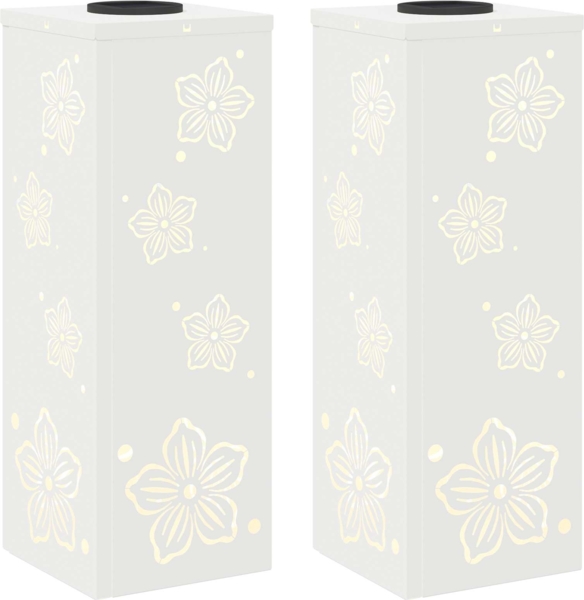 vidaXL Solar LED Weg Licht 2 pcs Weiß Kalt gewalzter Stahl 879738