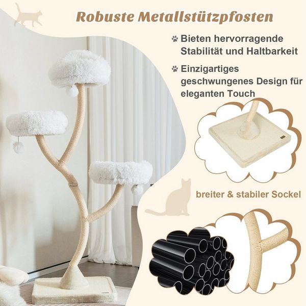 COSTWAY Kratzbaum Katzenbaum, mit 3 Plüschbälle, Metallgestell
