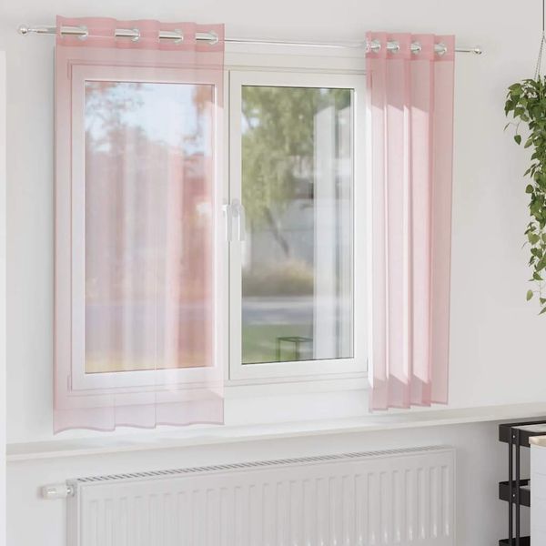 vidaXL Voile Vorhänge mit Ösen 2 Stk. Hellrosa 140x175 cm 4102084