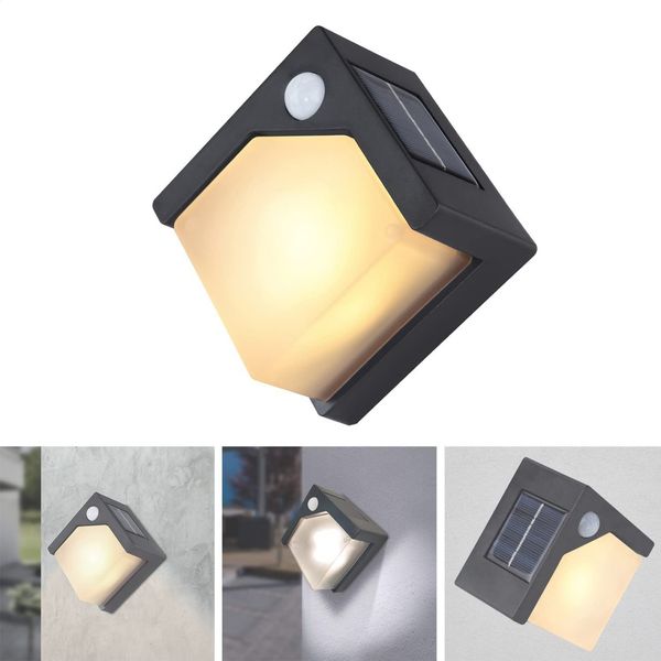 Solarleuchte Garten Quadrat Wand Solarlampe Außen Leuchte Solar mit Pflegetuch