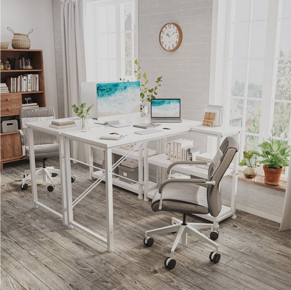 HOMALL Computertisch Eckschreibtisch Reversibel L Förmiger Schreibtisch mit Regal (120/140/160cm,PC Tisch,L-Computertisch,Schreibtisch,Geeignet für Büro, Arbeitszimmer)