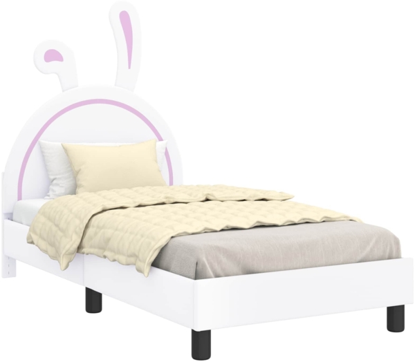 vidaXL Kinderbettgestell mit Kopfteil mit Kopfteil Weiß 80x160 cm PU 42011192