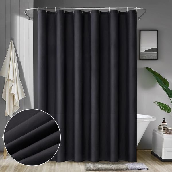 Duschvorhang Schwarz 180x200cm Wasserdicht Anti-schimmel Textil waschbar