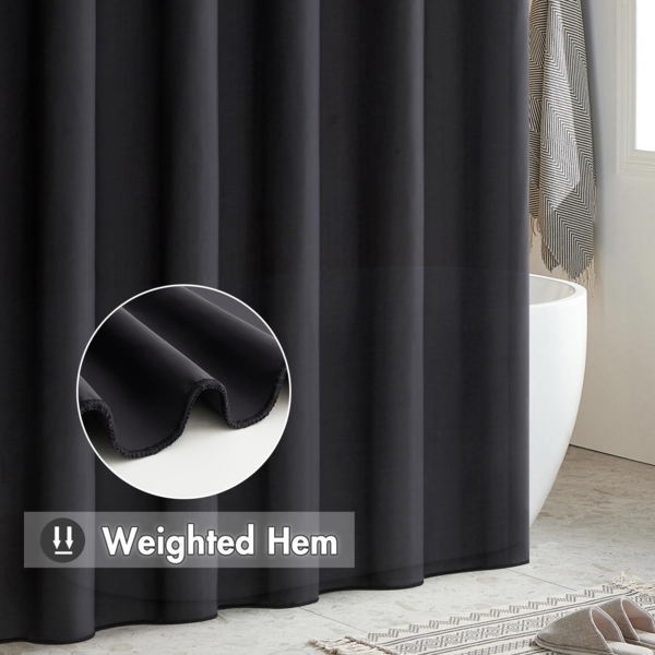 Duschvorhang Schwarz 180x200cm Wasserdicht Anti-schimmel Textil waschbar Bild 5
