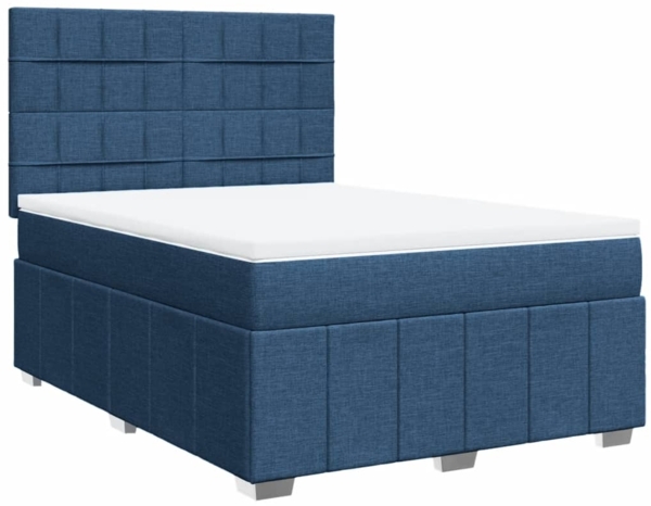 vidaXL Boxspringbett mit Matratze Blau 140x200 cm Stoff 3291697