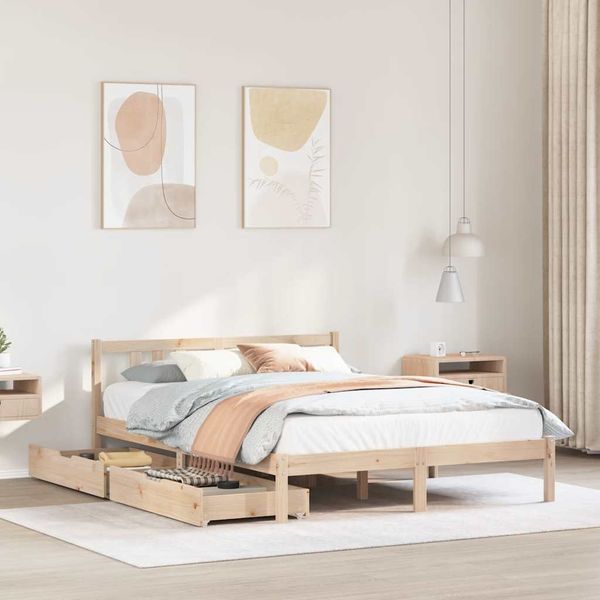 vidaXL Massivholzbett ohne Matratze 135x190 cm Kiefernholz 3301626
