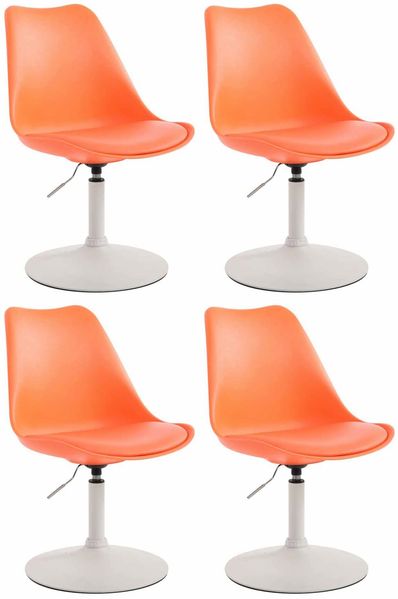 CLP 4er Set Esszimmerstühle Maverick Kunststoff drehbar und stufenlos verstellbar,orange weiß