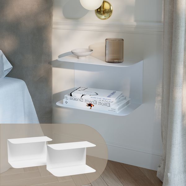 Wandnachttisch 2er Set Notodden Stahl 40x23x23 cm Weiß [en. casa]