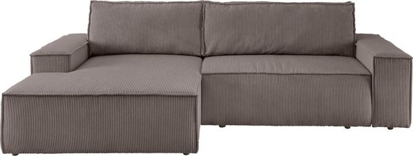 Home affaire Ecksofa SHERWOOD L-Form, 267 cm - OTTO. Verlässliche Qualität, Schlaffunktion mit Bettkasten (210x136 cm), Cord, Vintage, Samtvelours