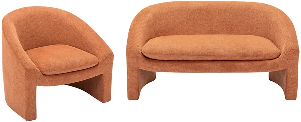 Vente-unique - OSSANA Sofa and armchair set Stoff Rot - B 74 cm x H 74 cm x L 137 cm83 cm