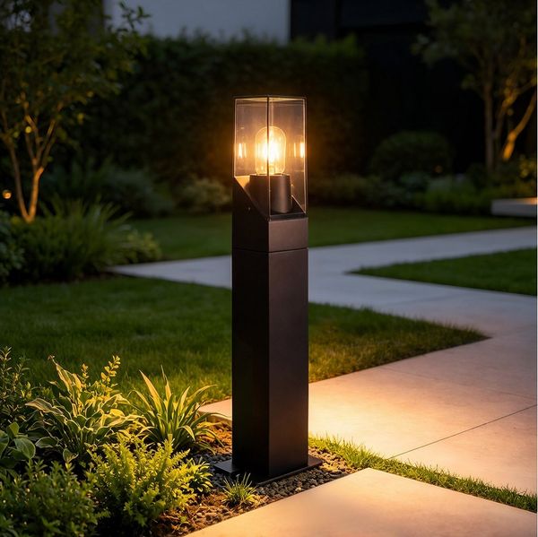 ZMH Pollerleuchte Außen Schwarz, 60 cm, E27, max. 40 W, Wegeleuchte/Gartenleuchte, Innenhofbeleuchtung, ohne Leuchtmittel, ohne Leuchtmittel, für Garten, Terrasse und Hof