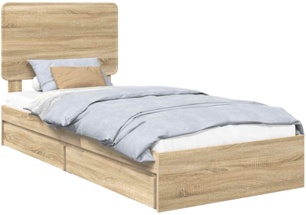 vidaXL Aufbewahrungsbett Sonoma-Eiche 90x200 cm Holzwerkstoff 3412723