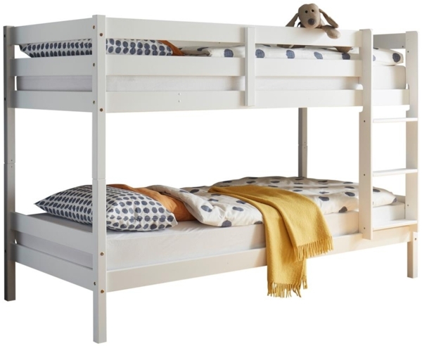 Etagenbett >Moritz< inkl. 2x Rollrost, weiss, Kiefer teilmassiv - 97x140x207cm (BxHxT)