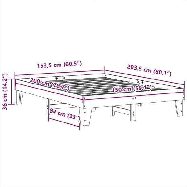 vidaXL Massivholzbett ohne Matratze Weiß 150x200 cm Kiefernholz 855353 Bild 9