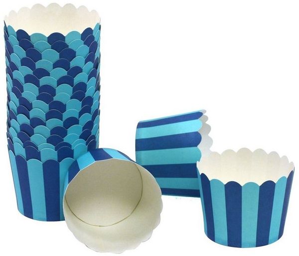 Frau WUNDERVoll Muffinform Muffin Backformen, klein Durchmesser 5 cm, blau mit hellblauen Streife, (50-tlg)