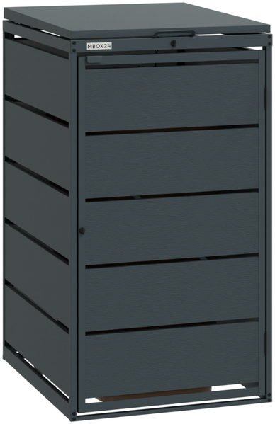 MBOX24 Classic Mülltonnenbox für 1 Mülltonne (240L) aus verzinktem Stahl, 1er Metall Mülltonnenverkleidung in Anthrazit, robust & wetterfest