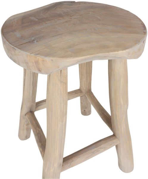 Rustikaler Teakholz Beistelltisch, Natur, 30 cm