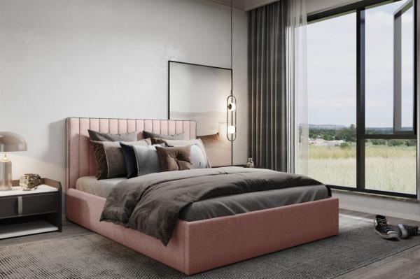 Polsterbett Doppelbett ELIOS in Stoff Brooklyn Apricot 120x200cm